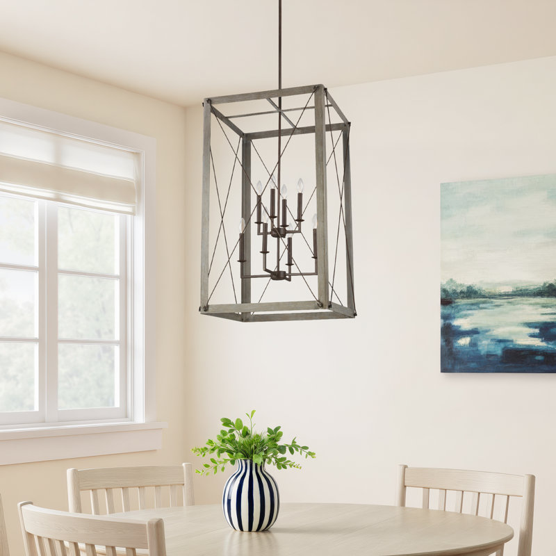 8 - Light Dimmable Lantern Square / Rectangle Chandelier, 60W(Bulb not Included)