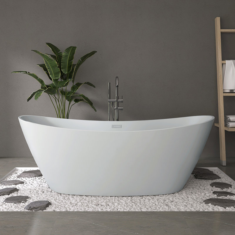 Baignoire de trempage autoportante en acrylique 71 po Fslefay