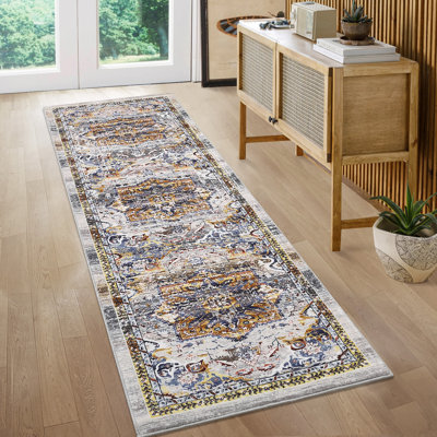 Tapis oriental lavable à la machine Tapis antidérapant pour le salon Tapis à poils courts pour la chambre à coucher, la salle à manger, le couloir, le bureau et la cuisine
