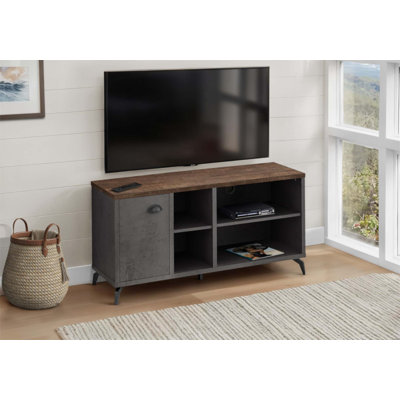 Meuble télé contemporain de 48 pouces avec rangement, console média de style industriel pour le salon et la chambre à coucher