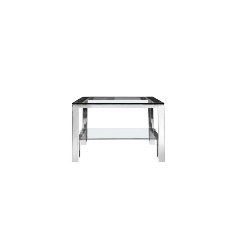 Laurence Coffee Table, 18" H x 54" W x 28" D, High Polish Steel