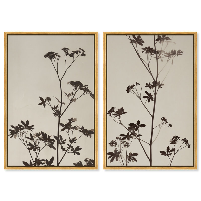 «Dusky Foliage Duo», ensemble de reproduction d'art sur toile encadrée par Art Remedy, cadre doré, 24 x 36, H 37 po x l 25 po
