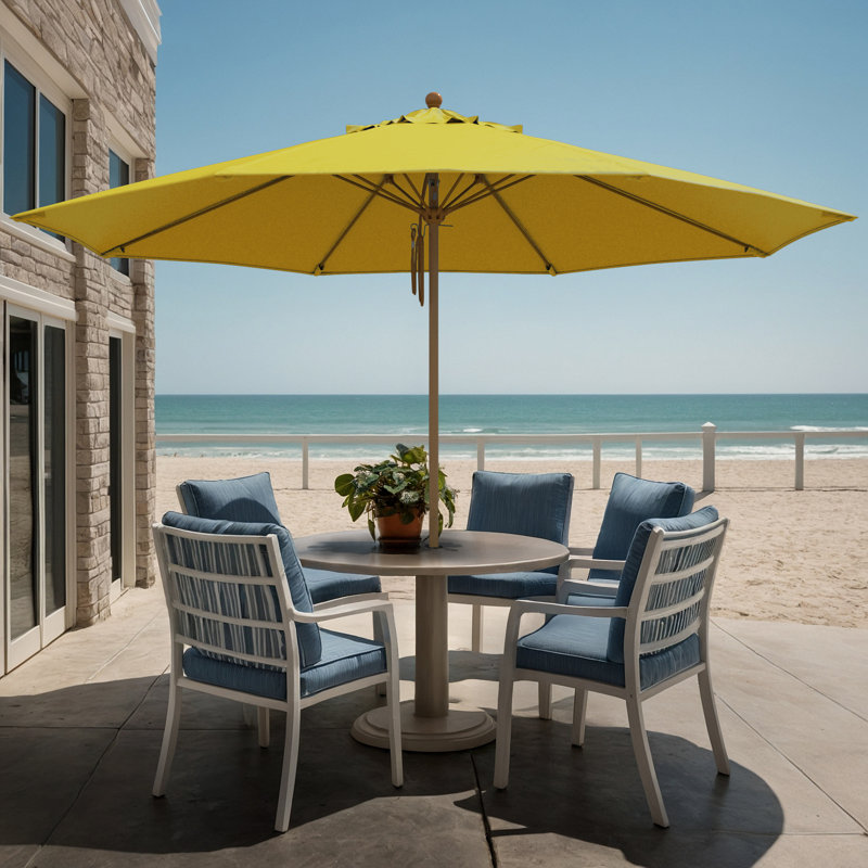 Parasol en bois de teck 11 pi, Jaune tournesol