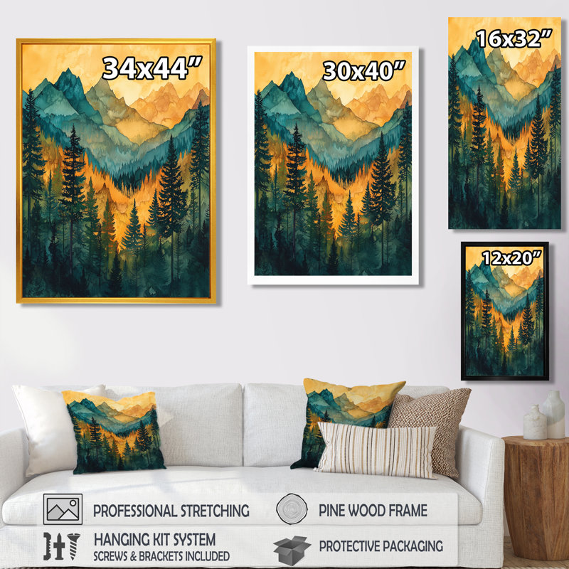 Gorch - paysages, impressions sur toile, Impression d'un seul cadre photo, H 44 po x l 34 po, Doré