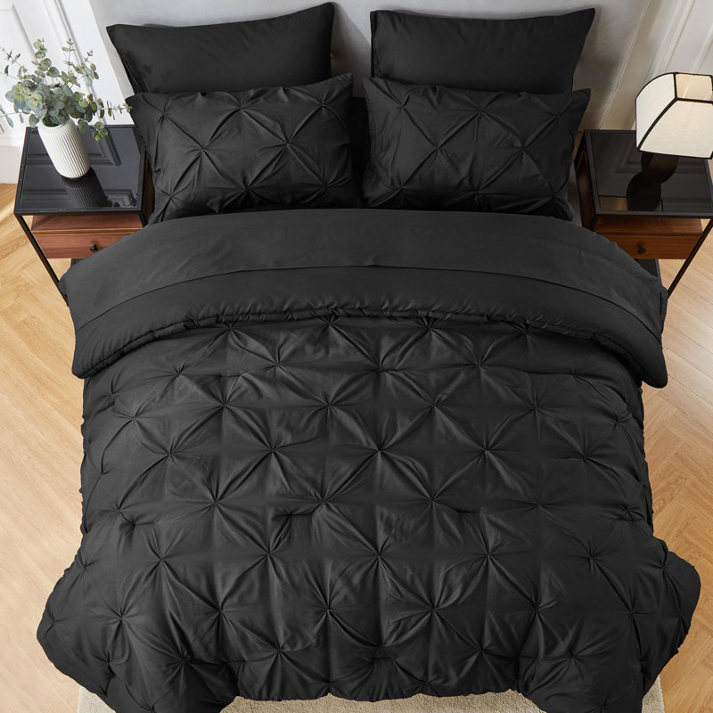 7pieces(full/queen/king)lightweight Solid Pinch Pleat Comforter Set For All Seasons, Twin(5 Pieces), Soft & Comfortable Bed In A Bag Set For Student/friends/family, A Cloud-like Sleeping Space , Spring/summer/autumn/winter, Great Gift/home Decor