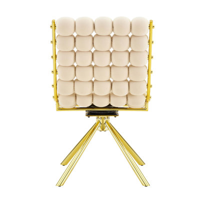 Chaise à billes et chaîne pivotante avec structure en métal doré