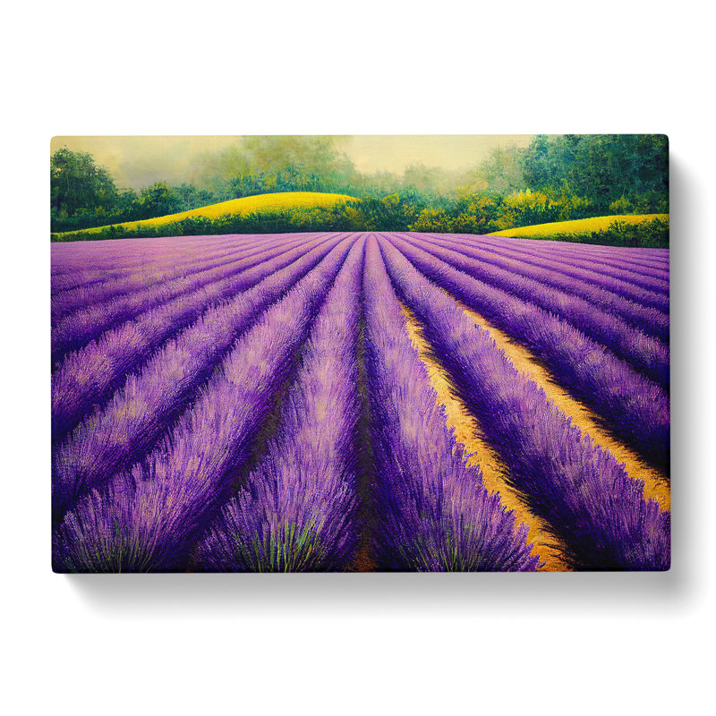 Cheerful Lavender Flower Field - Wrapped Canvas