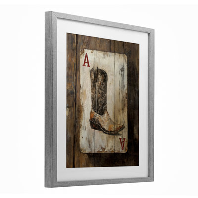 Reproduction de carte de jeu Western Rustic encadrée sous verre, design par Nina Blue