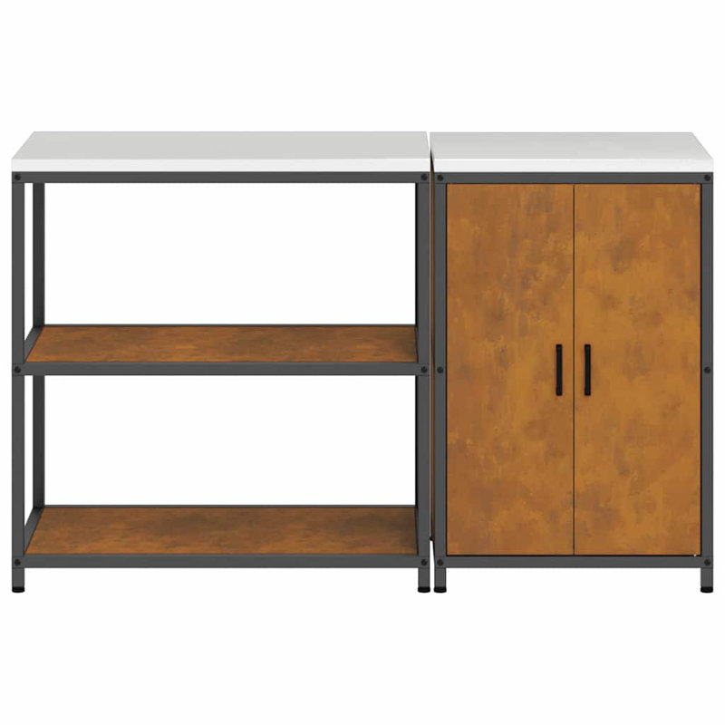  Kitchen Storage Set With Shelf 2 Pcs Rusty 150 X 50 X 92 Cm