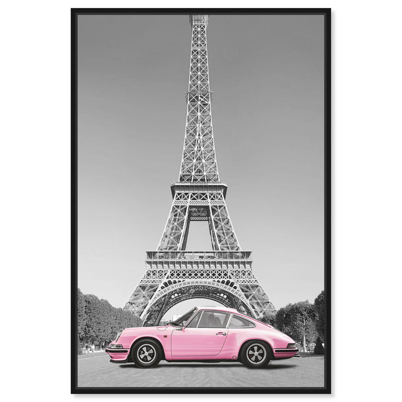 «Pink in the Cityscape Paris», reproduction d'art sur toile par Art Remedy, H 55 po x l 37 po, Noir, noir, noir, noir