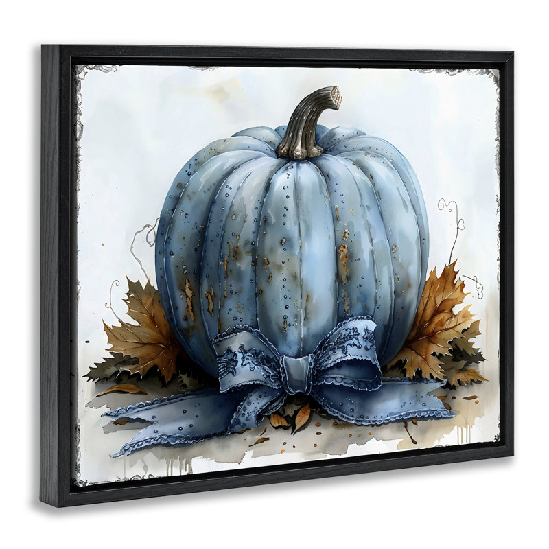 Citrouille bleue avec cadre flottant à nœuds, design Creative Studio, H 25 po x l 31 po, Cadre flottant noir de jais