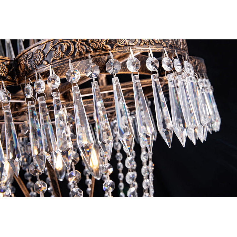 Lustre empire à intensité variable à 9 lumières Jelisaveta, H 31,3 po x l 24,8 po x P 24,8 po