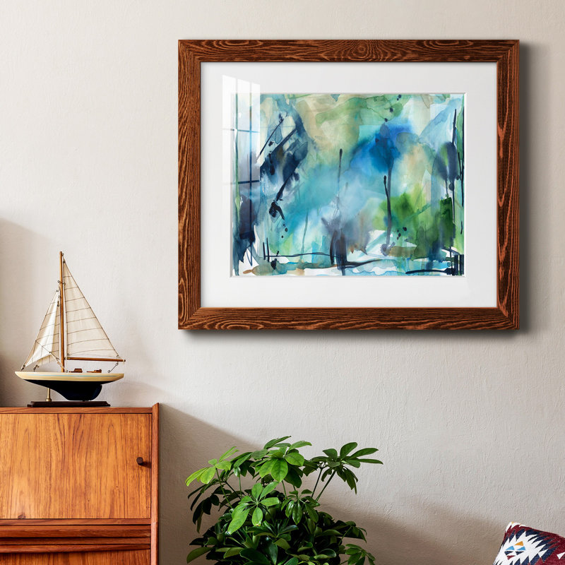 Pluie dans la campagne - peinture encadrée, H 20 po x l 17 po x P 1,5 po, Brun, Blanc