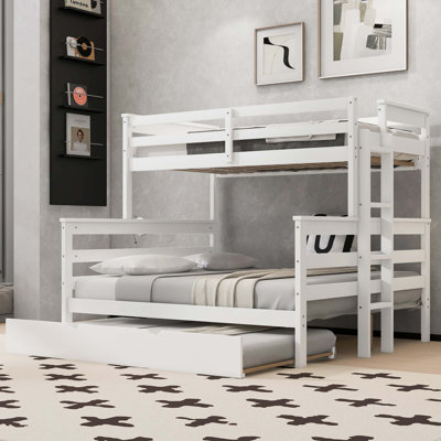 Versatile Twin XL over Queen Bunk Bed System with Trundle and Ladder