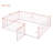 Full Size Metal Floor Bed Frame for Kids with Fence & Door, Durable Sturdy Bed, Easy Assembly, Pink-118614491-118614486