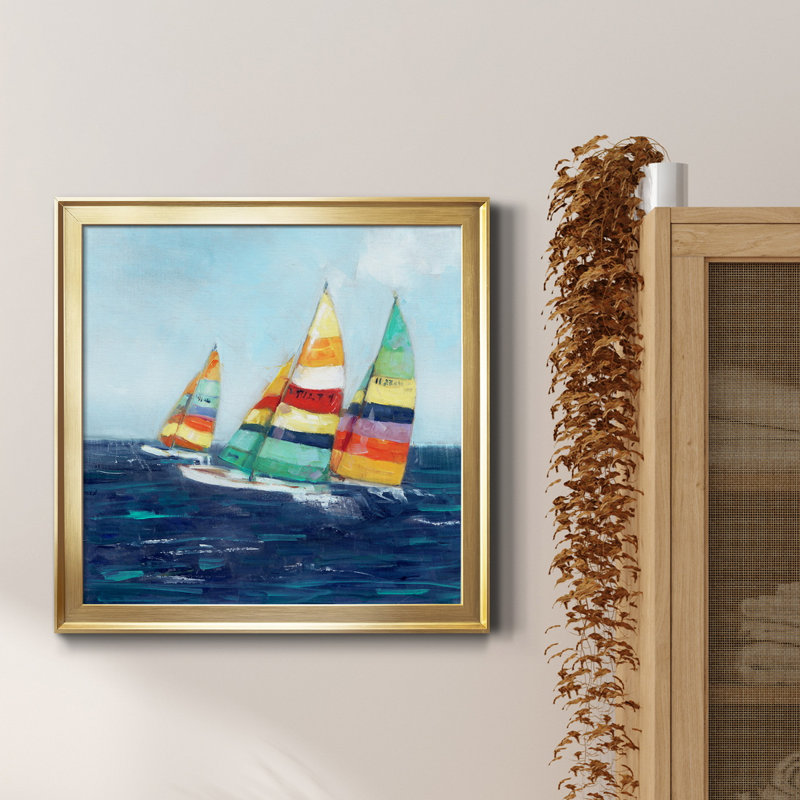 Wind Wind - Peinture sur toile encadrée, H 17,5 po x l 17,5 po x P 1,5 po, Toile encadrée dorée