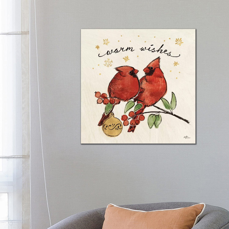 Christmas Lovebirds IX 1 Piece Wrapped Canvas Wall Art, 66.04 cm H x 66.04 cm W x 3.175 cm D