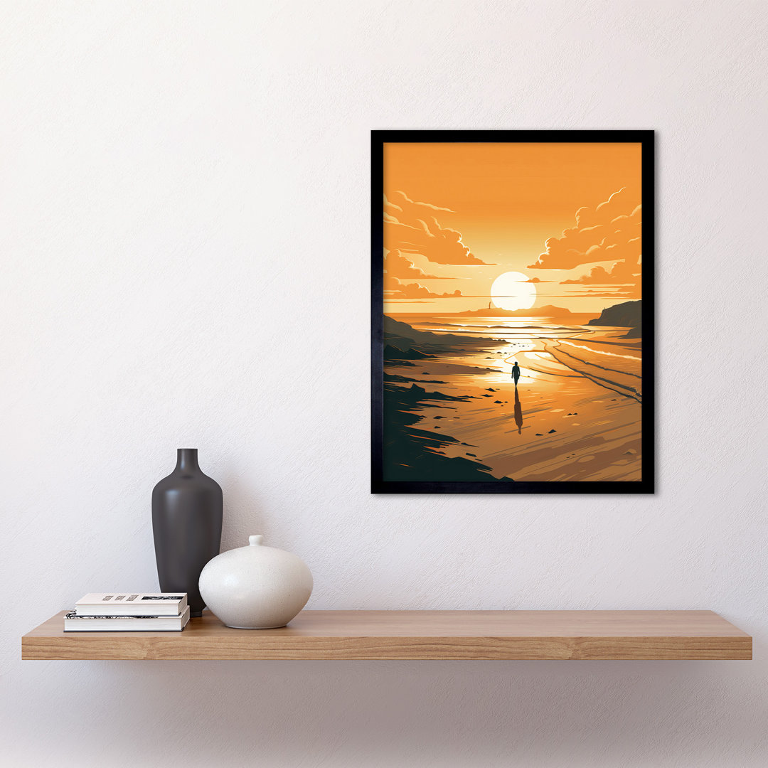 Crowl Walk Into the Sunset Sand Beach Coastal Landscape - Single Picture Frame Art Prints