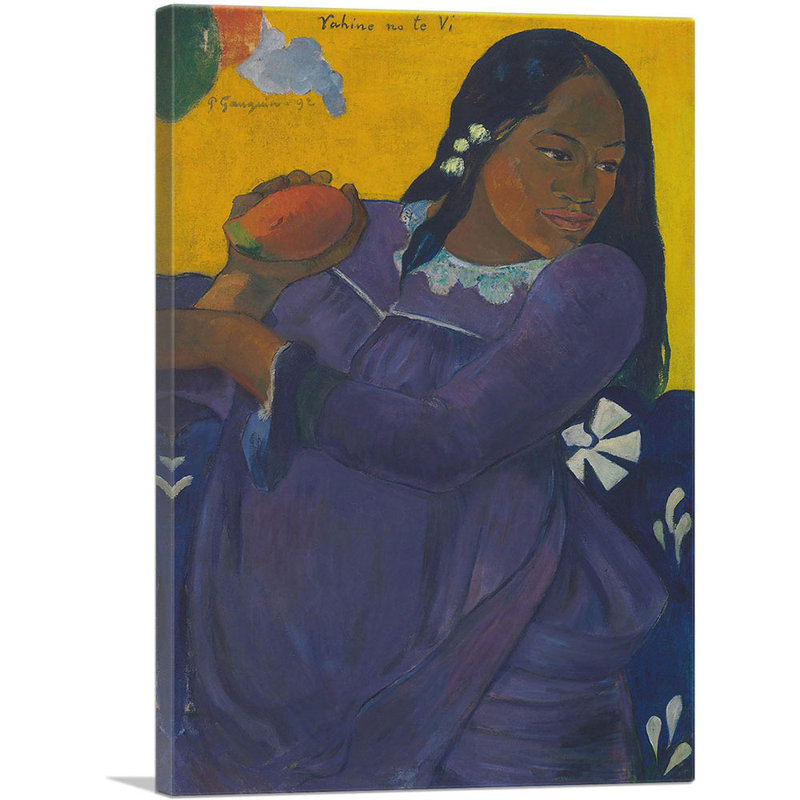 " Woman With Mango 1892 " by Paul Gauguin Painting Print, 18" H x 12" W x 1.5" D