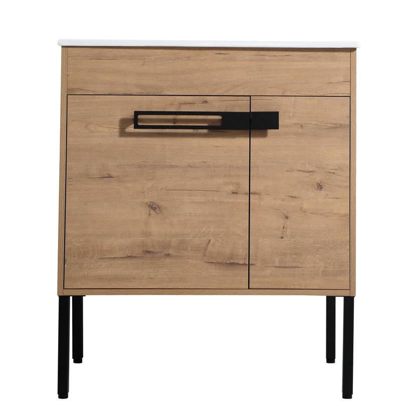 Armoire de salle de bain 30 pouces - Grand espace de rangement moderne de style moderne - Évier durable