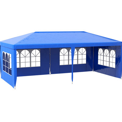 9.6' X 19' Large Outdoor Gazebo Party Tent, Event Shelter. Removable Sidewalls, & Rain Defense, Strong Steel Construction, Blue For Picnics, Weddings Canopy 19'. 4 Resistance, Rainproof, Heavy-duty