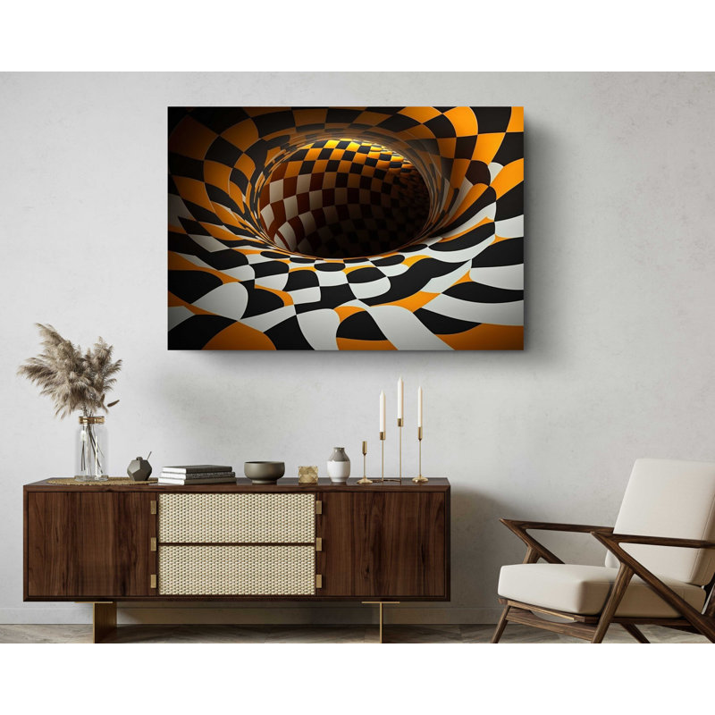 Tunnel à carreaux illusion optique 3D, 20" H x 30" W