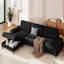 3 Seater Corduroy Sofa & Chaise,L Shaped Sofa with Movable Storage Ottoman, 3-Seater Modular Sectional Sofa, Corduroy Couch, Wooden Frame, Deep Seat, Ideal for Living Room, Black-343101939
