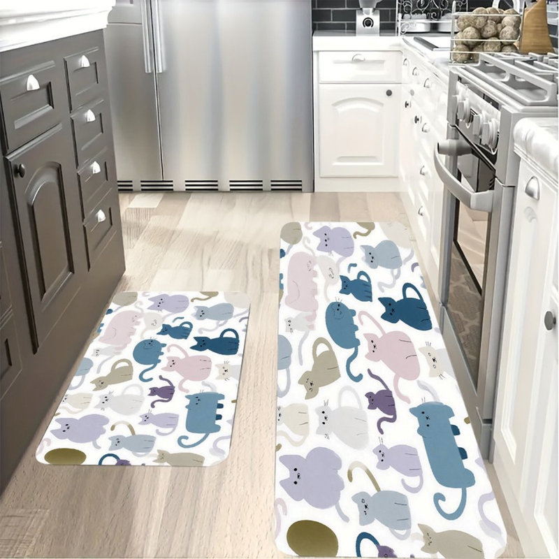 Ensemble de 2 tapis de cuisine pastel