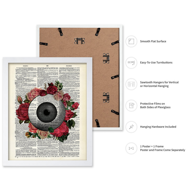 Fleurs et œil anatomique, Affiche, Encadrement blanc, H 16 po x l 20 po