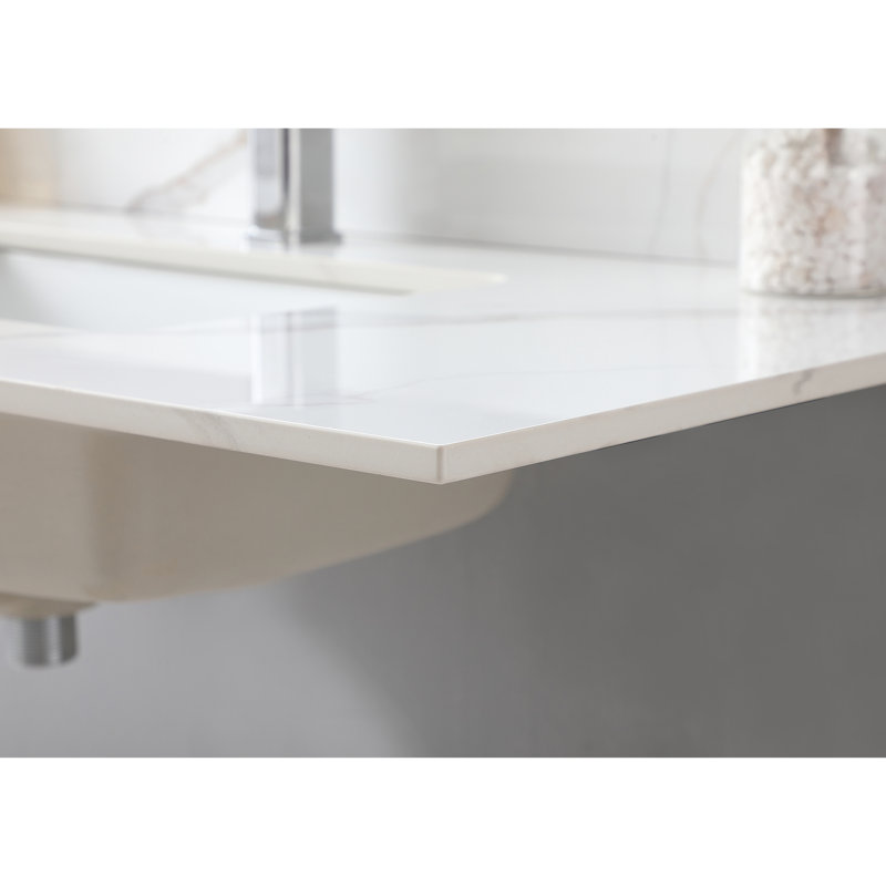 Classic Sintered Stone Bathroom Vanity Top 43X22 With Undermount Ceramic Sink And Backsplash 43"X22" For Fashionable Style