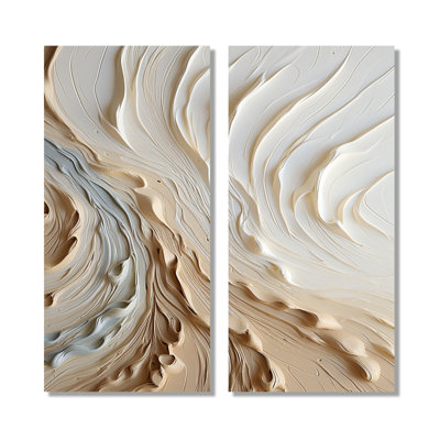 White And Gold Champagne Flow - Champagne Canvas Prints, Beige Food Wall Art Set Of 2
