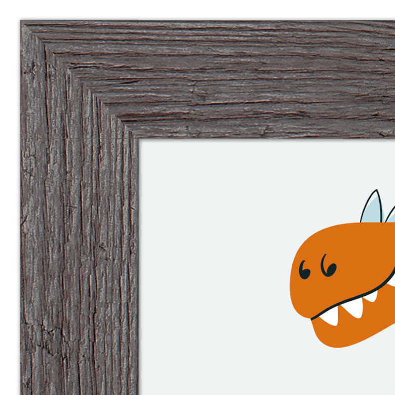 «Dino Be Brave», art encadré, H 14 po x l 11 po x P 0,75 po, Cadre gris