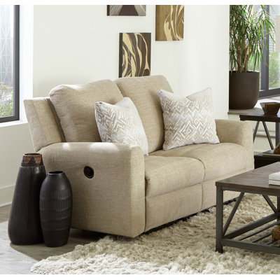 55.5" Dual Reclining Upholstered Loveseat with Accent Pillows