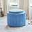 Upholstered Ottoman with Wheels ,Velvet Vanity Stool for Living Room Pouf Footstool-1703336114