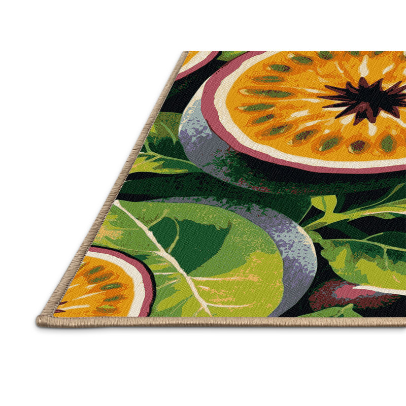 Washable Passion Fruit Fruits Area Rug, Round 6'