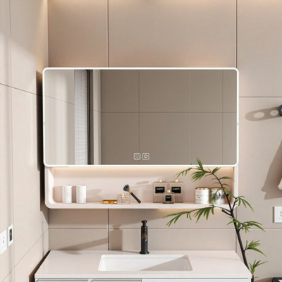 35 X 28 Inches  Bathroom LED Light  Aluminum Mirror Medicine Cabinet,Khaki