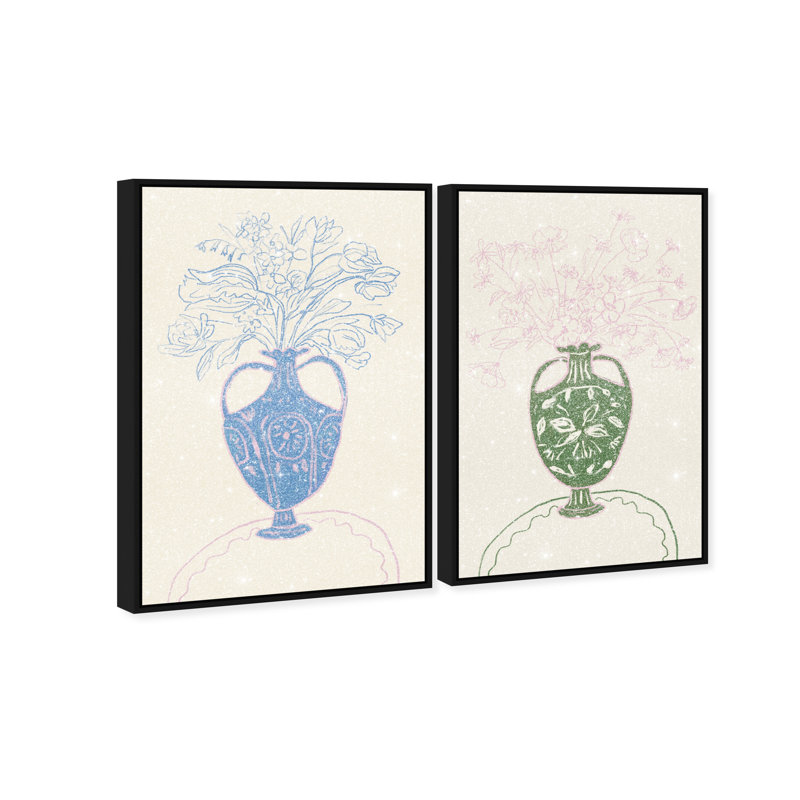 Flower Sutdio Set Set by Oliver Gal, Black Floater Frame, 11"H x 16"W