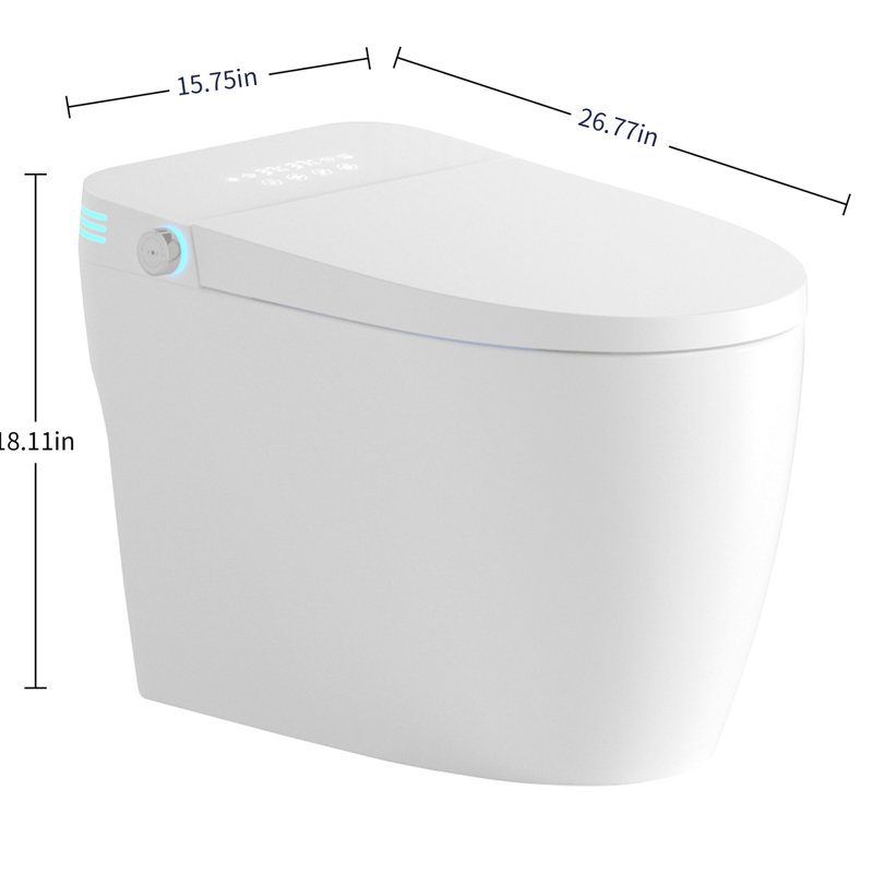 Smart Toilet With Built - In Bidet, One Piece Bidet Seat, Auto Flush, Open/Close, Heated Warm Water And Dry, Adjustable Temp, Remote Control, Sensor Open/Close Cover, Multiple Wash Modes, Night ,