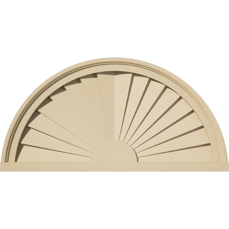 Demi-rond signature fronton en uréthane, brun clair apprêté, 26 po x 13 po x 2 po, Aucune, Rayons de soleil