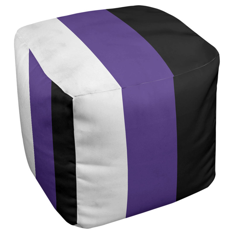 Repose-pieds cube la ours college stripes, Blanc / mauve / noir