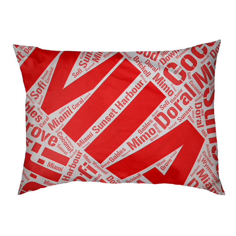 Coussin de chien « districts », Rouge, Grand (l 40 po x P 30 po x H 14 po), Miami