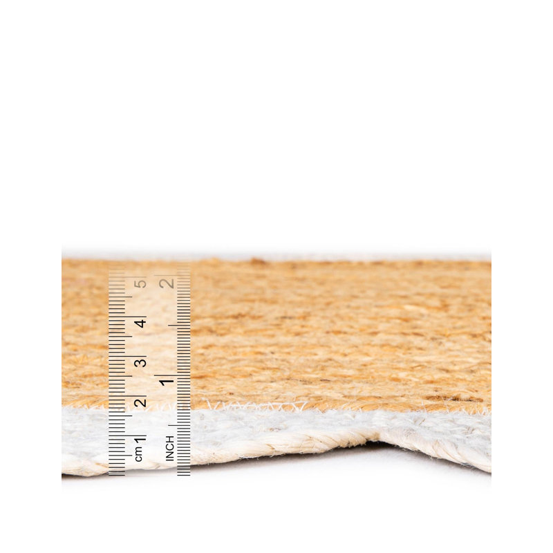 Tapis uni en jute tressé festonné, Tapis de couloir 2 pi x 4 pi 1 po