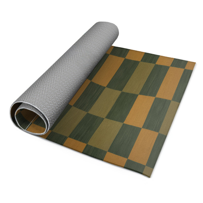 Tapis d'intérieur et d'extérieur à carreaux vert, Rectangulaire 3 pi x 5 pi