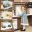 Grands ensembles de cuisine de coin en bois avec lumières et sons réalistes, machine à glaçons, évier, cuisinière, ensemble de cuisine de jeu de rôle créatif pour les enfants de 3 ans et plus (brun et blanc)-121610522