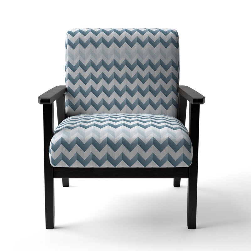 Fauteuil de 23 po de large Cantina, Blanc / Bleu, Accoudoirs carrés noirs