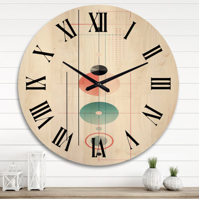 Future Omens Vintage Circular Geometrics IV - Modern Geometric Oversized Wood Wall Clock