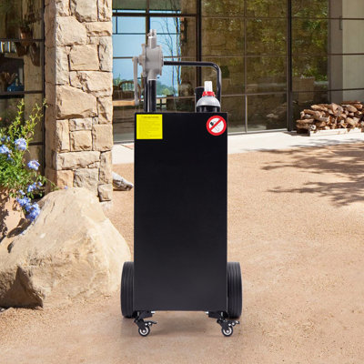 Heavy-Duty Portable Fuel Storage Tank: 45-Gallon Gasoline & Fuel Transfer Caddy with Manual Pump, Flat-Free Wheels, and Rugged Design—Ideal for Car, Truck, Boat, ATV, Motorcycle, Lawn Mower.