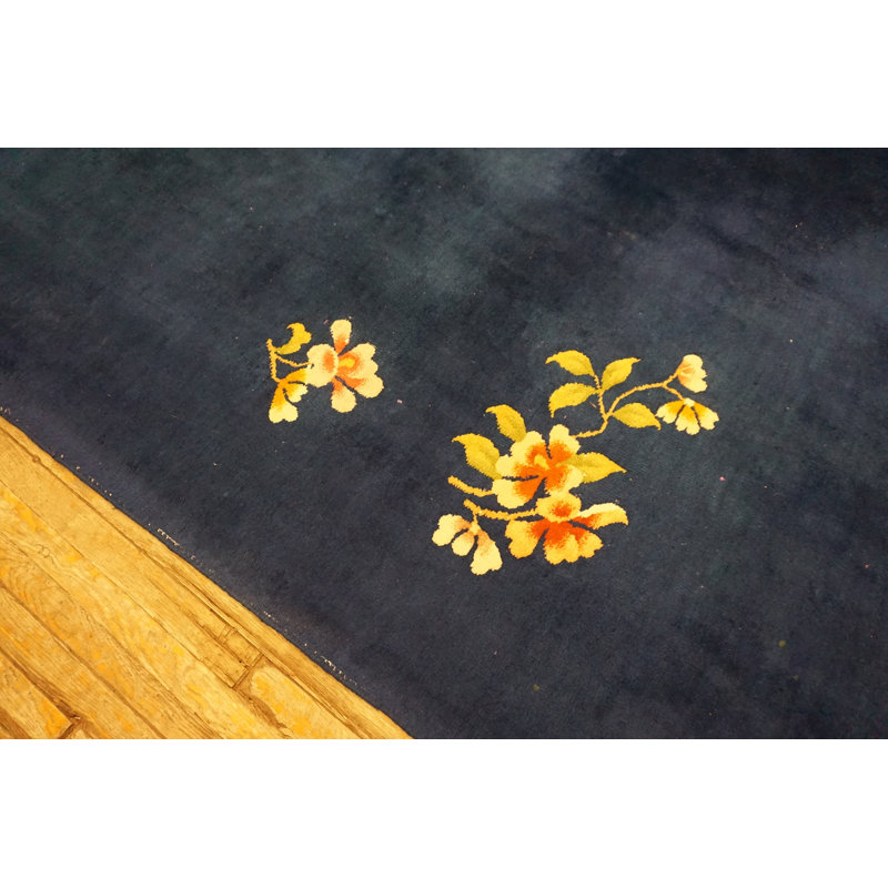Tapis rectangulaire noué antique chinois en laine des années 1930