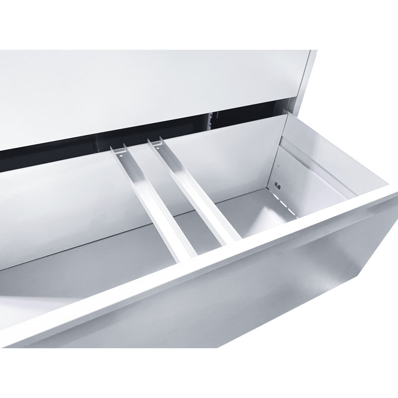 Classeur à dossiers verrouillable blanc en métal pour 4 classeurs, idéal pour le bureau à domicile, compatible avec différents formats, finition et construction robustes.