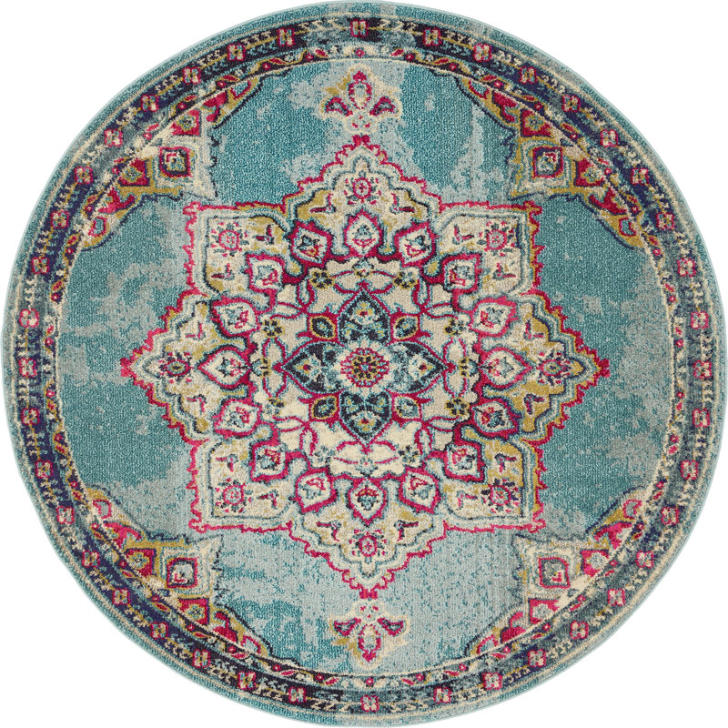 Colfin Washable Oriental Indoor Rug, Round 6'1"